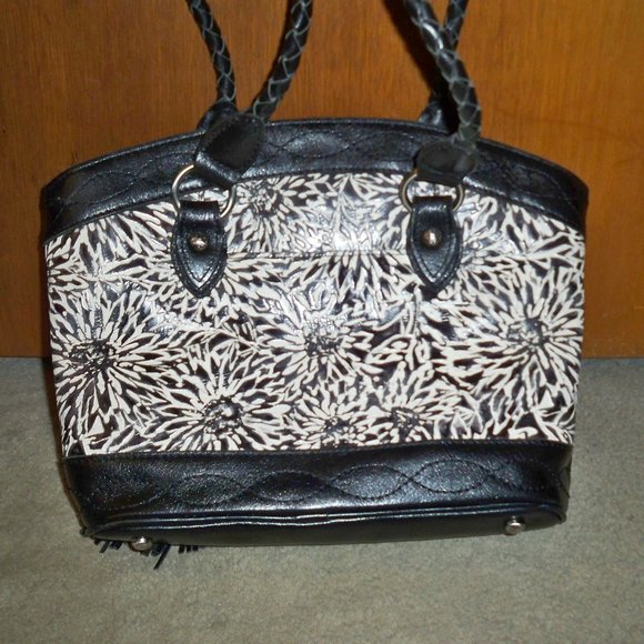 Patricia Nash Black & White Sunflower Handbag w/ Matching Wallet & Wristlet-EUC! - Picture 3 of 10